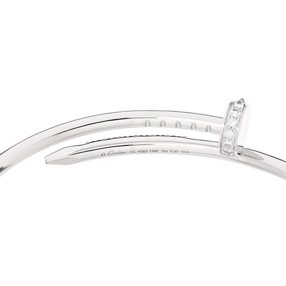 Cartier 18K White Gold Diamond Small Juste Un Clou Reverse Set Bracelet 15 4 of 5