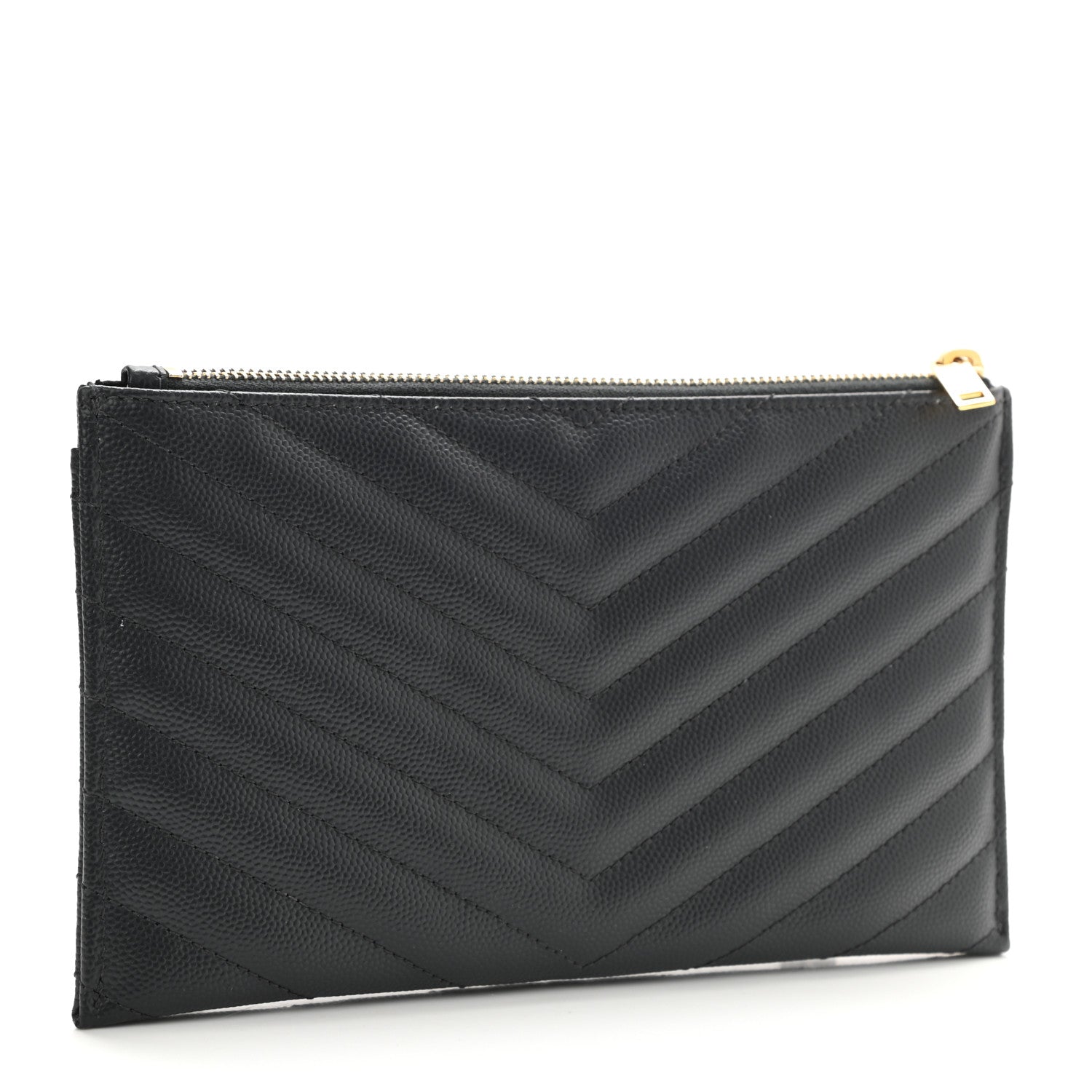 Saint Laurent Grain De Poudre Chevron Monogram Bill Pouch Storm 4 of 8
