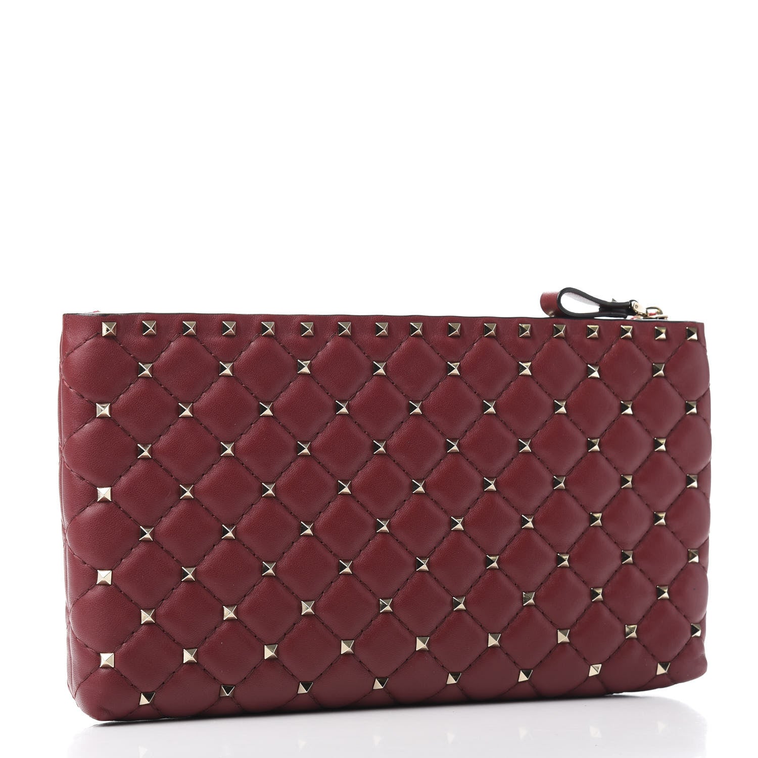 Valentino Garavani Nappa Rockstud Spike Side Slip Zip Clutch Rubino 3 of 8