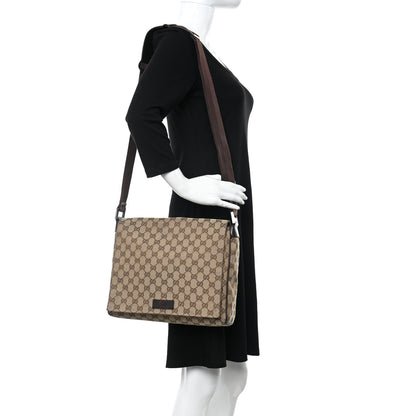 Gucci Monogram Small Flap Messenger Bag Beige Dark Brown 2 of 10