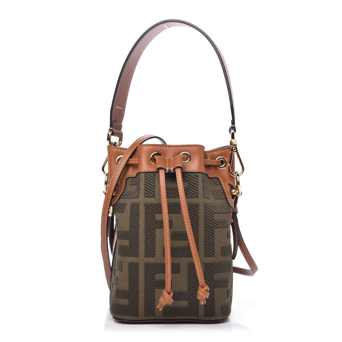 Canvas Vitello King F is Fendi FF Embroidered Mini Mon Tresor Bucket Bag Amazzonia Cuoio