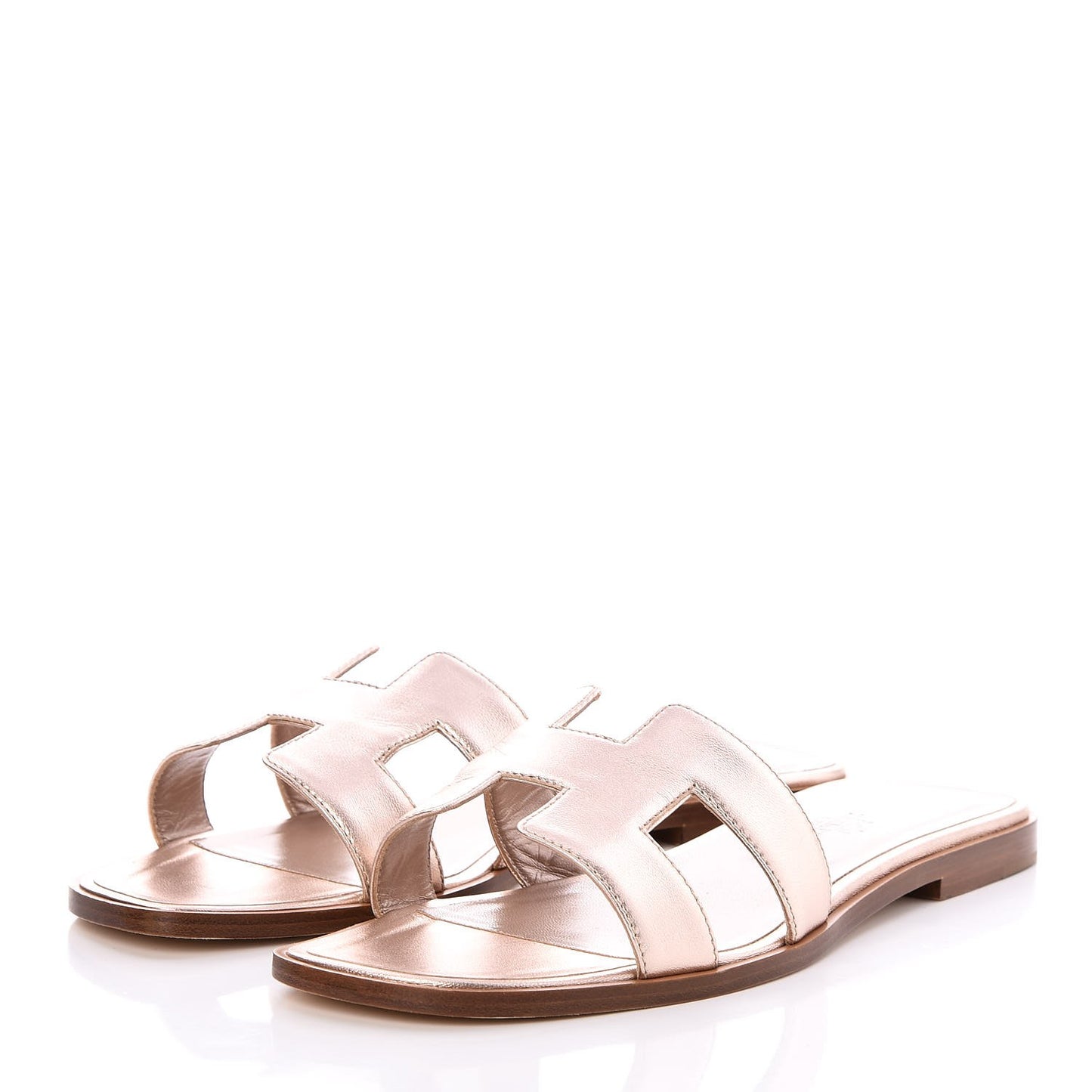 Metallic Nappa Calfskin Oran Sandals 41 Or Rose