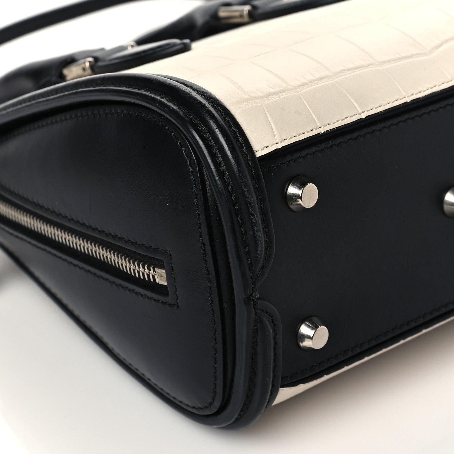 Alexander McQueen Calfskin Crocodile Embossed Mini Heroine 21 Black White 10 of 12