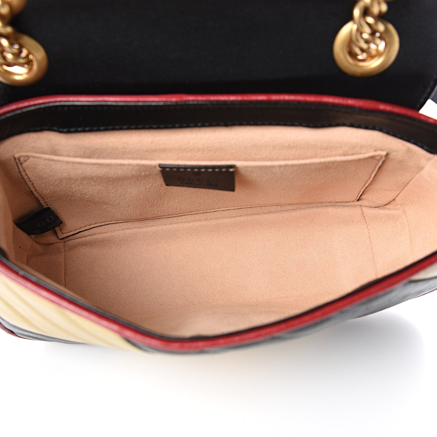 Azalea Calfskin Matelasse Diagonal Patchwork Mini Torchon GG Marmont Shoulder Bag Black Beige Romantic Cerise