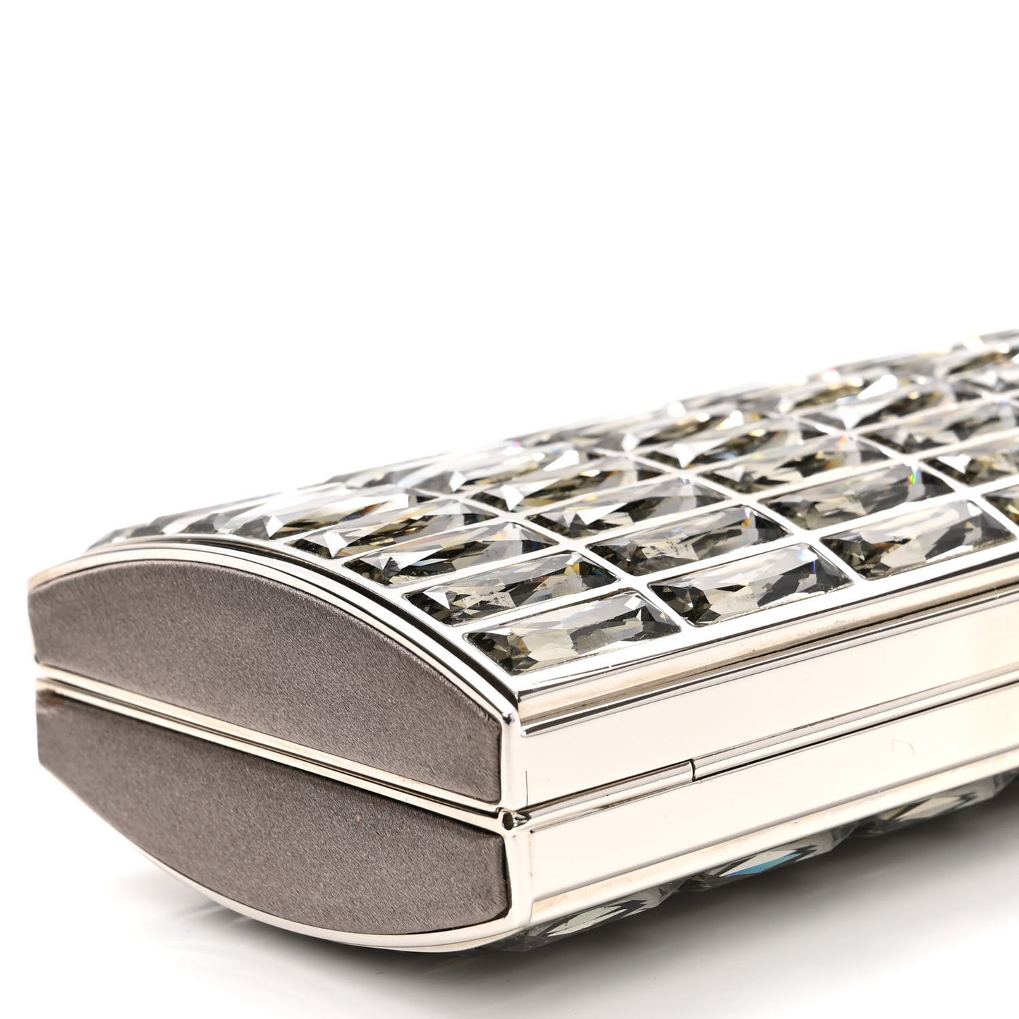 Swarovski Crystal Minaudiere Clutch Silver