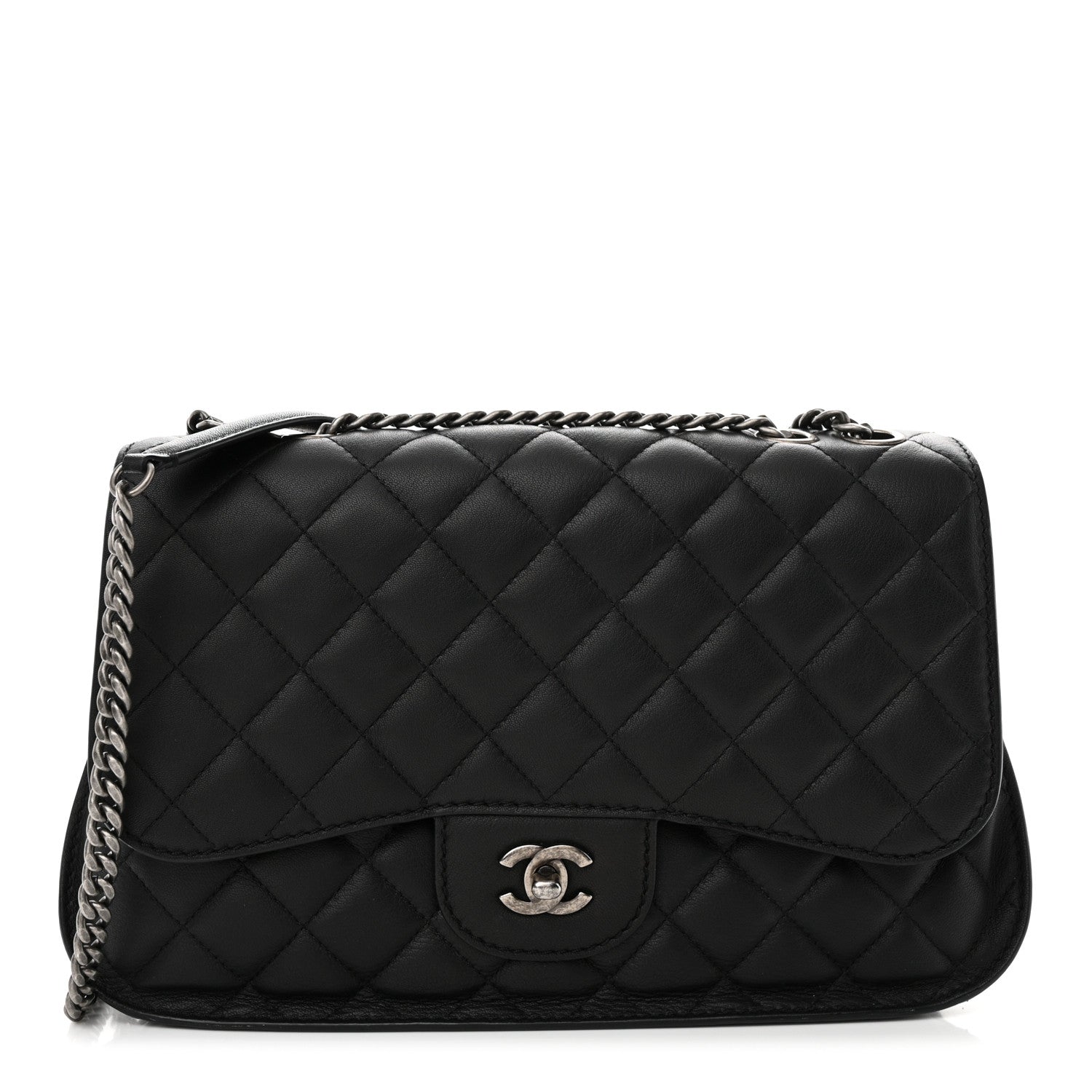 Chanel Lambskin Quilted Large Natural CC Flap Black 1 of 12