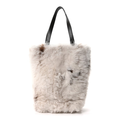 Bottega Veneta Shearling Tote Brown White 1 of 10