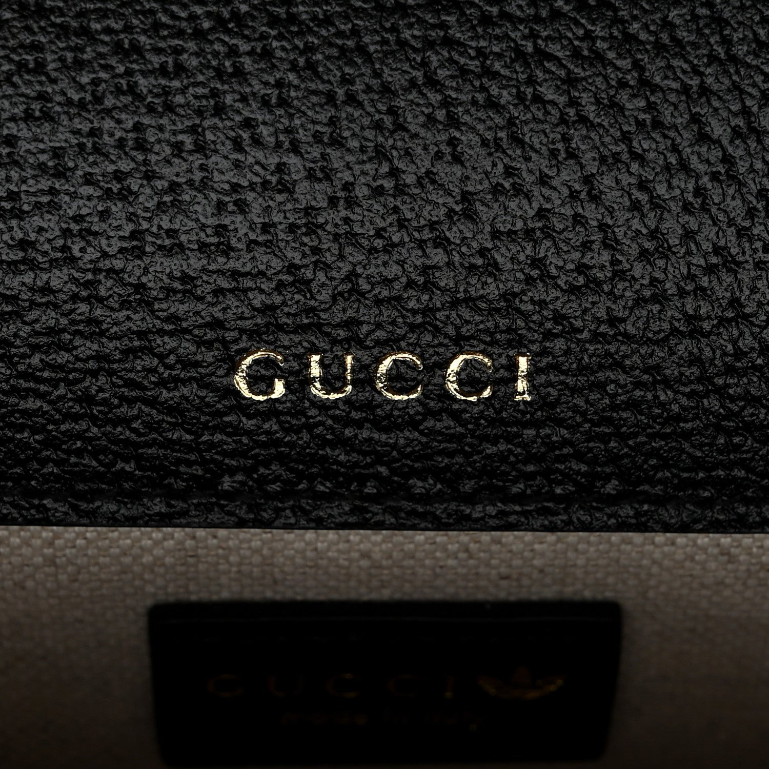 Gucci X ADIDAS Textured Dollar Calfskin Web Trefoil Mini Horsebit 1955 Shoulder Bag Black Off White 6 of 12