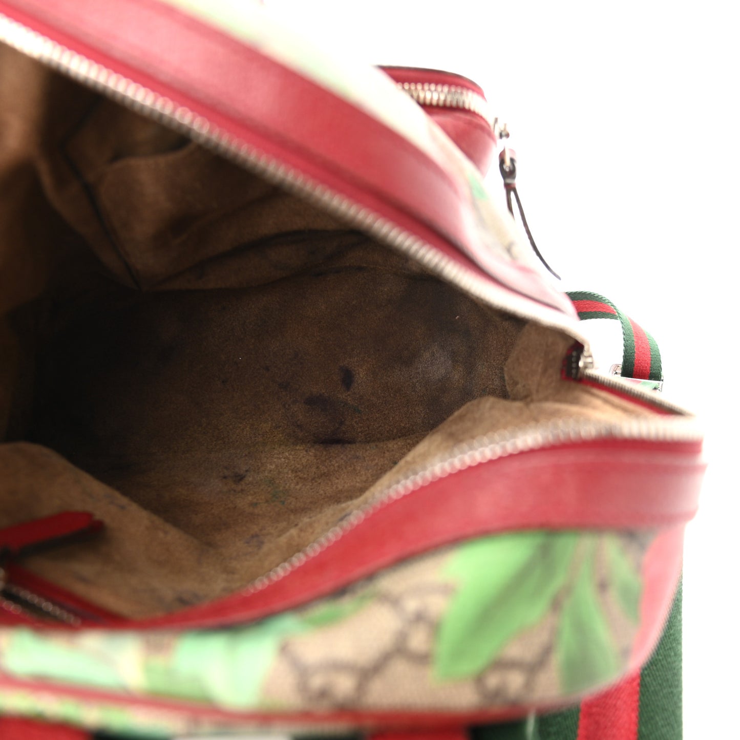 GG Supreme Monogram Tian Web Small Day Backpack Beige Multicolor Red