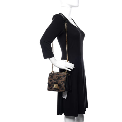 Fendi Vitello Liberty Bi-Color FF 1974 Embossed Small Kan U Shoulder Bag Maya Black 2 of 10