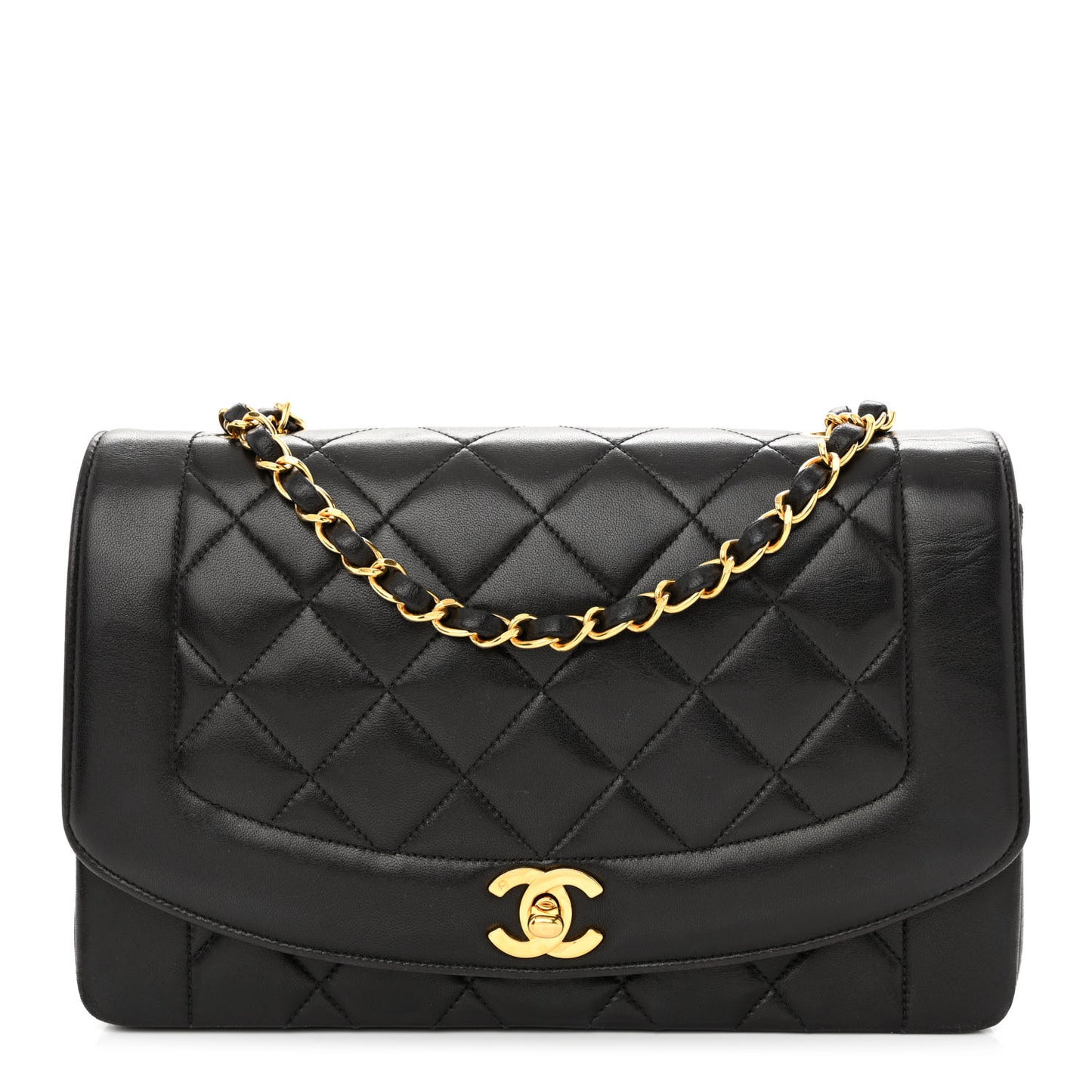 Lambskin Quilted Medium Single Flap Black