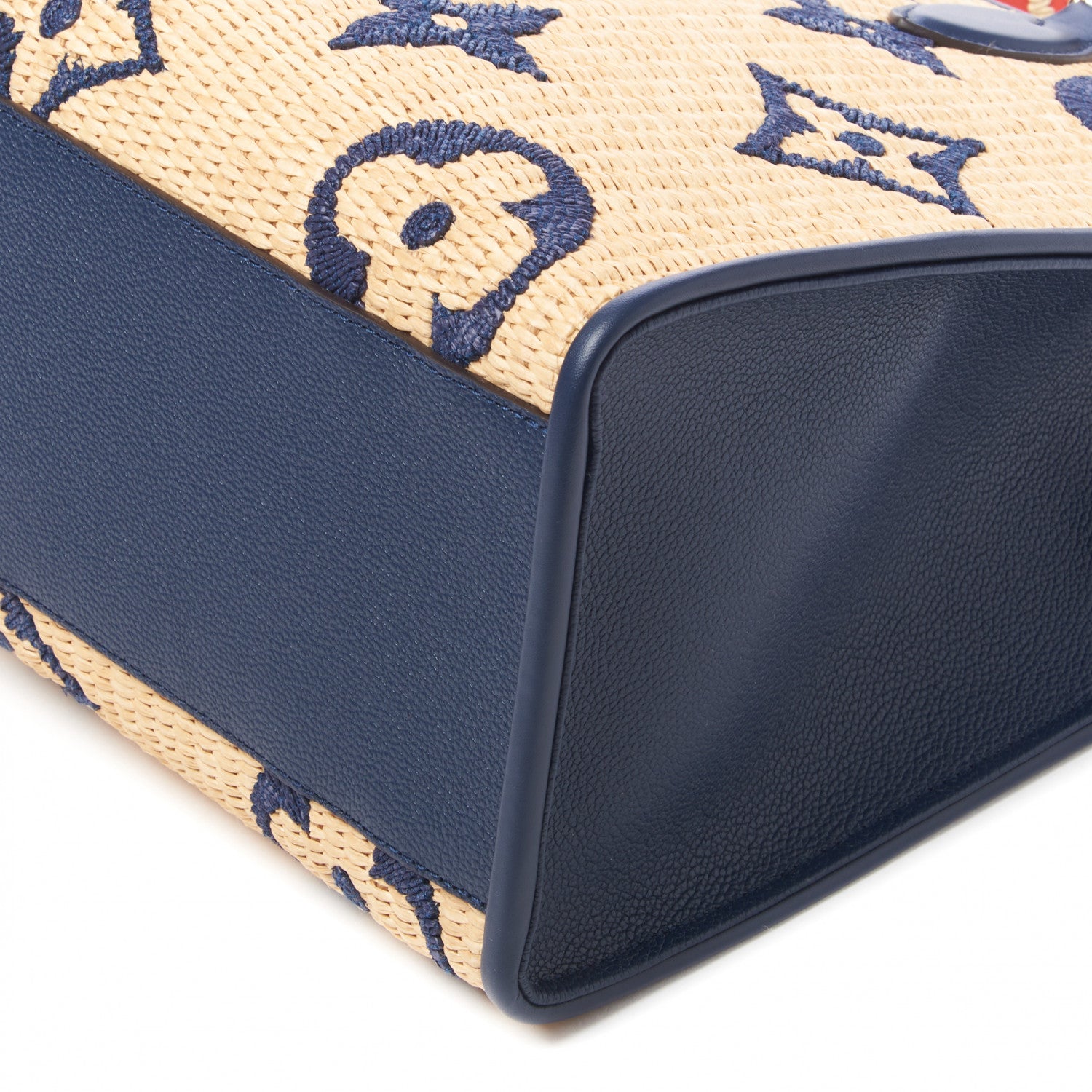 Louis Vuitton Raffia Calfskin Monogram Giant Onthego MM Blue 4 of 8