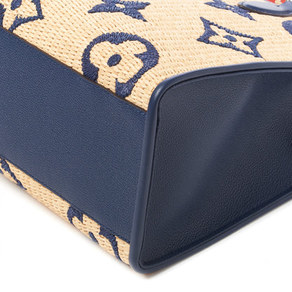 Louis Vuitton Raffia Calfskin Monogram Giant Onthego MM Blue 4 of 8