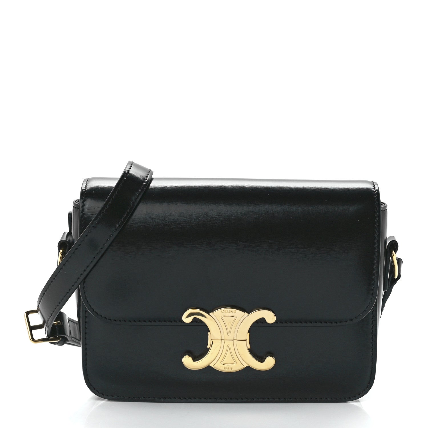 Celine Shiny Calfskin Teen Triomphe Black 1 of 11