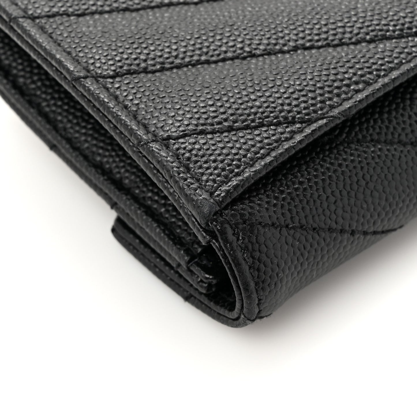 Grain De Poudre Matelasse Chevron Small Monogram Envelope Wallet Black