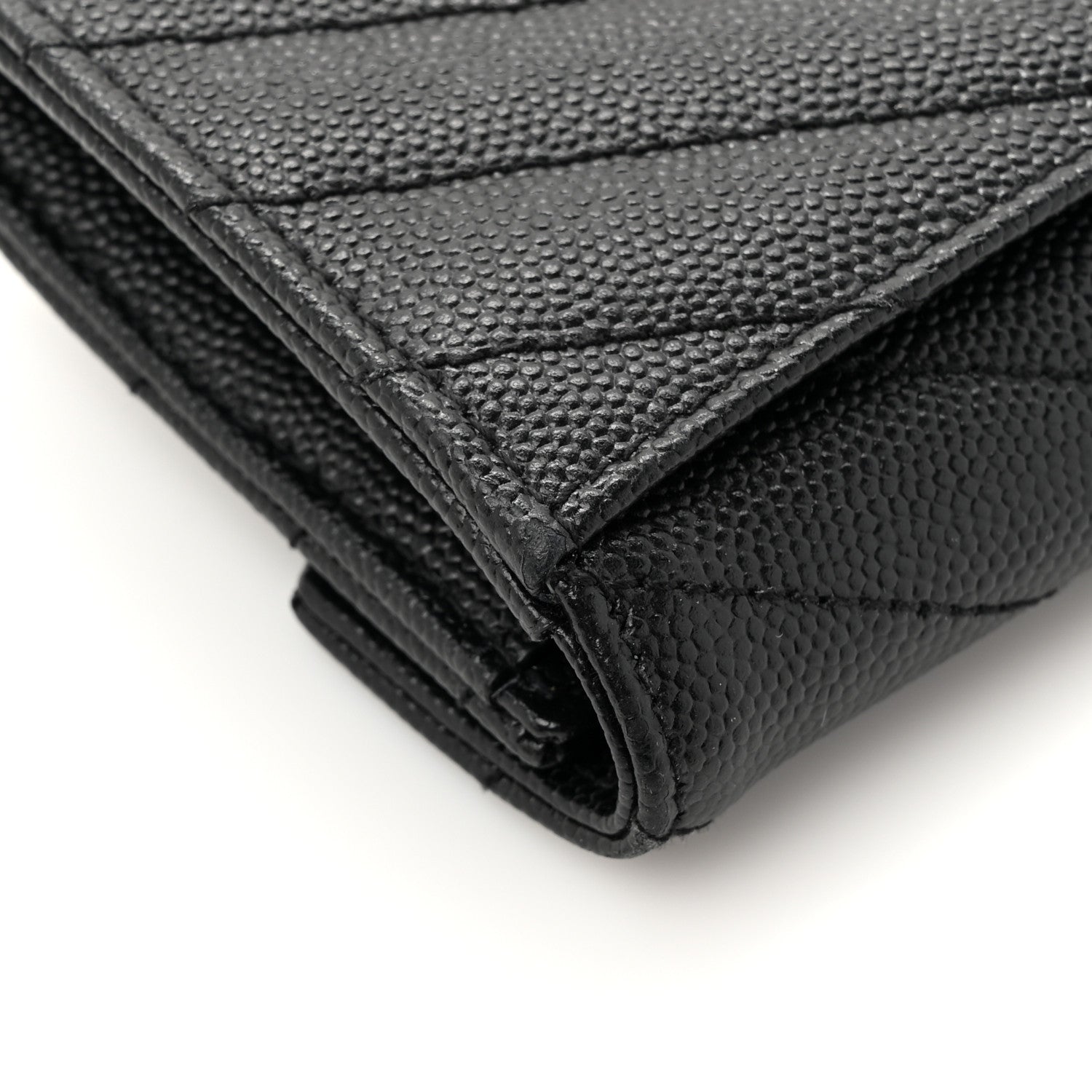 Saint Laurent Grain De Poudre Matelasse Chevron Small Monogram Envelope Wallet Black 9 of 11