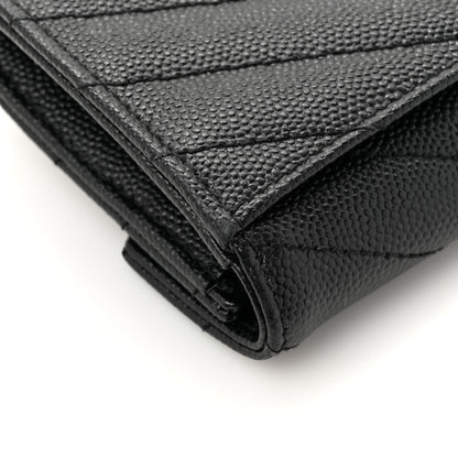 Saint Laurent Grain De Poudre Matelasse Chevron Small Monogram Envelope Wallet Black 9 of 11