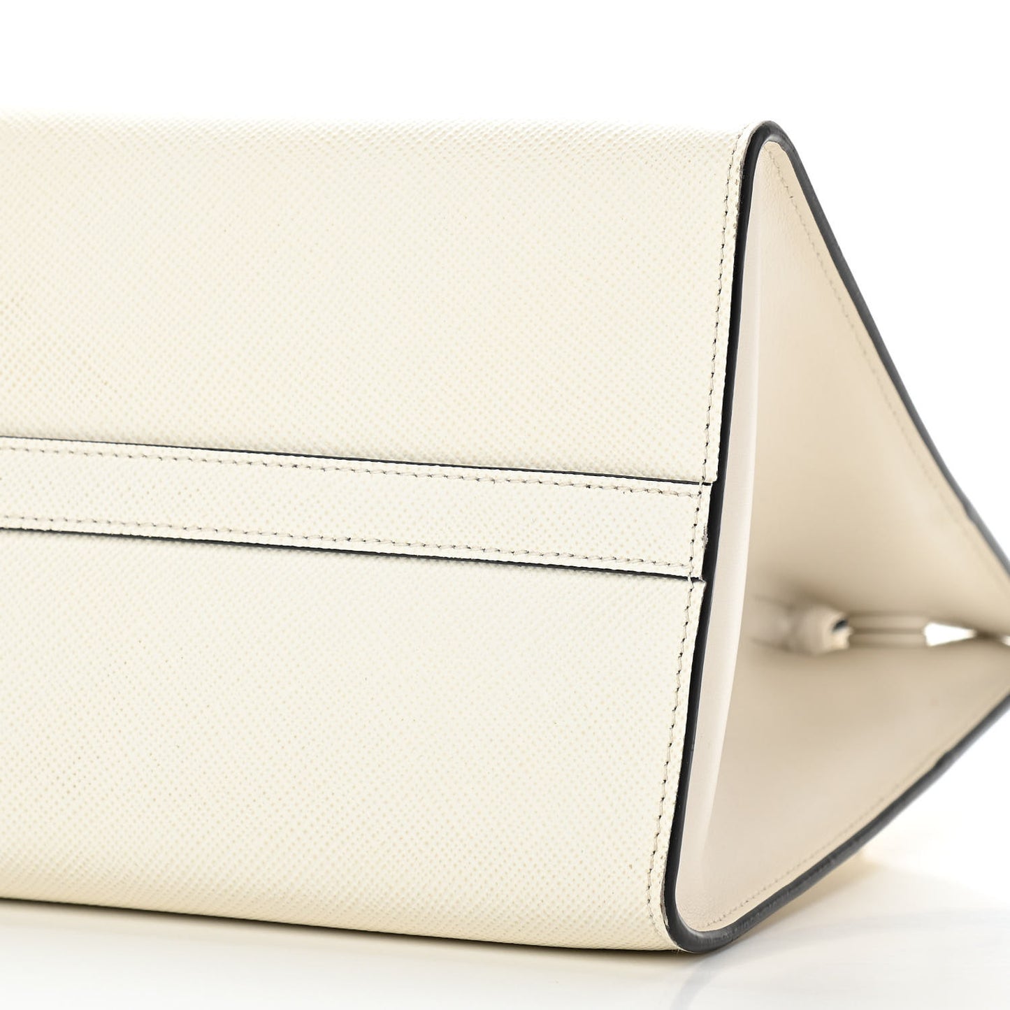 Saffiano Cuir Calfskin Medium Monochrome Top Handle Tote White