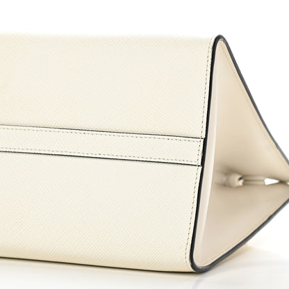 Prada Saffiano Cuir Calfskin Medium Monochrome Top Handle Tote White 8 of 9