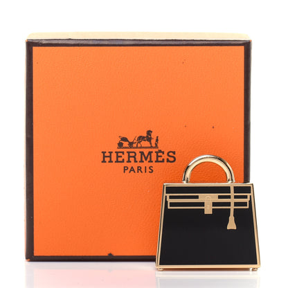 Hermes Lacquered Permabrass Kelly Curiosite Charm Black 5 of 5