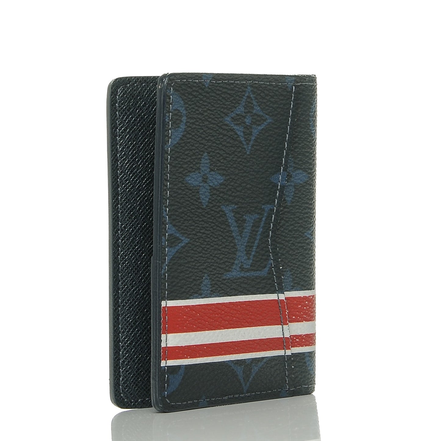 Monogram Cobalt Pocket Organizer NM Red Stripes