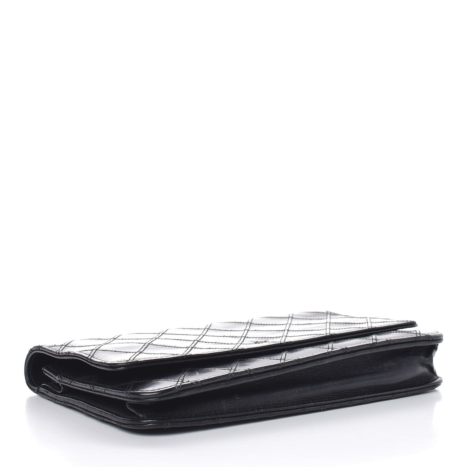 Chanel Lambskin Diamond Stitched Wallet On Chain WOC Black 4 of 10