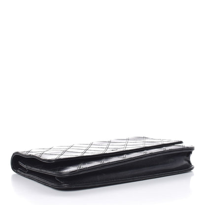 Chanel Lambskin Diamond Stitched Wallet On Chain WOC Black 4 of 10