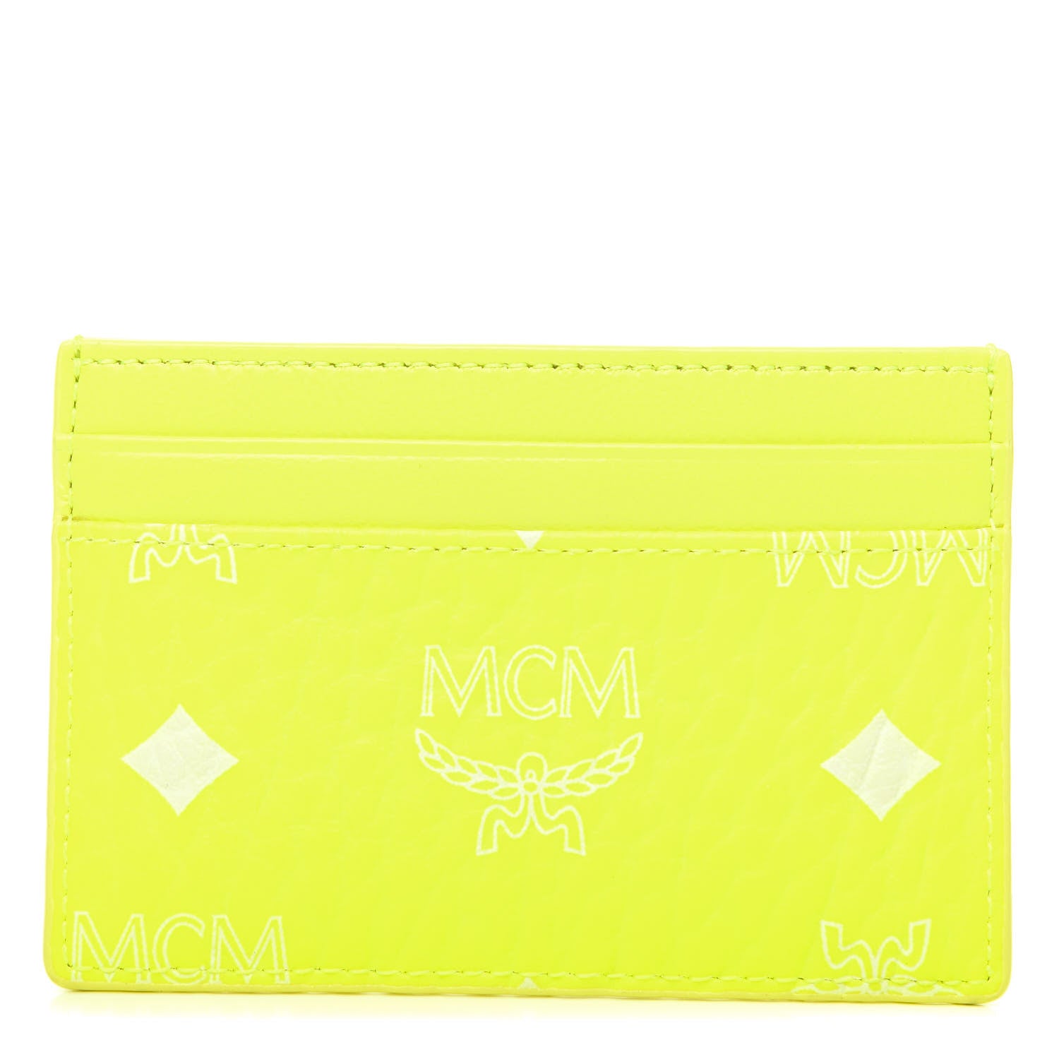 MCM Visetos Card Case Neon Yellow 1 of 6