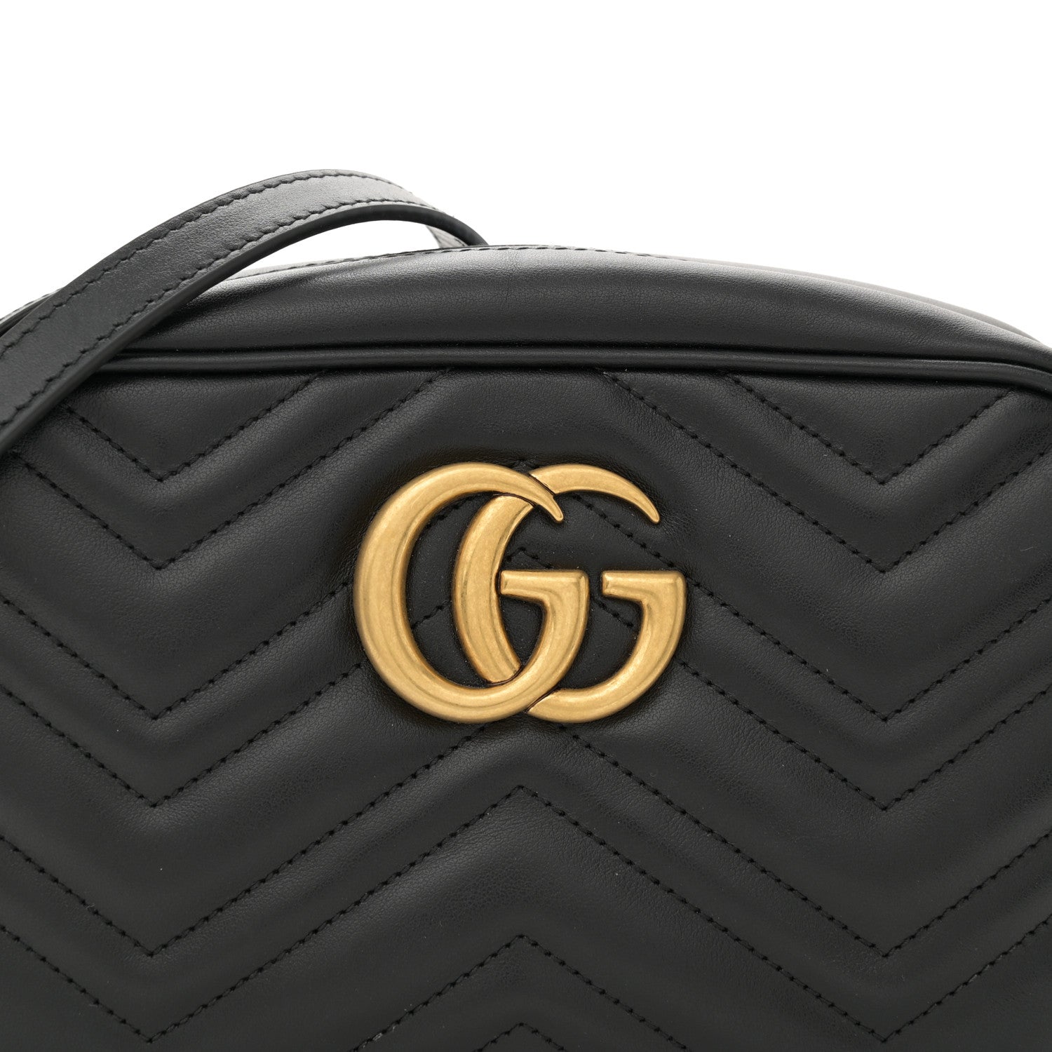 Gucci Calfskin Matelasse Small GG Marmont Chain Shoulder Bag Black 8 of 11
