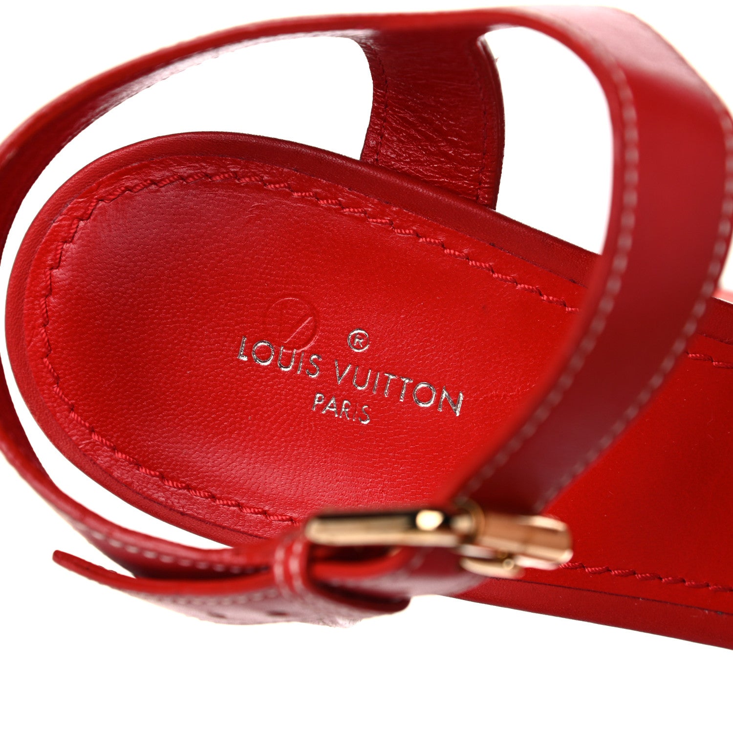 Louis Vuitton Canvas Waterfall Wedge Sandals 39.5 Red 11 of 13