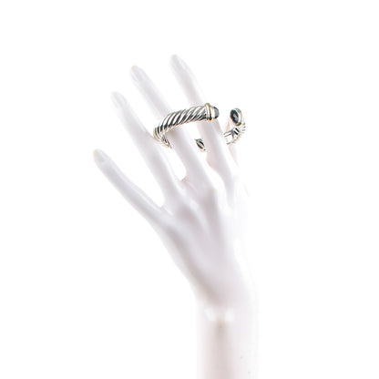 David Yurman Sterling Silver 18K Yellow Gold Black Onyx 10mm Waverly Bracelet 2 of 5