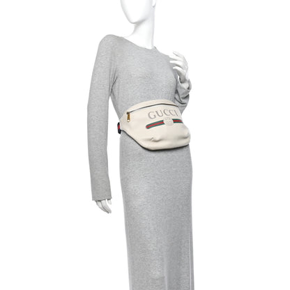 Gucci Grained Calfskin Logo Belt Bag White 2 of 10