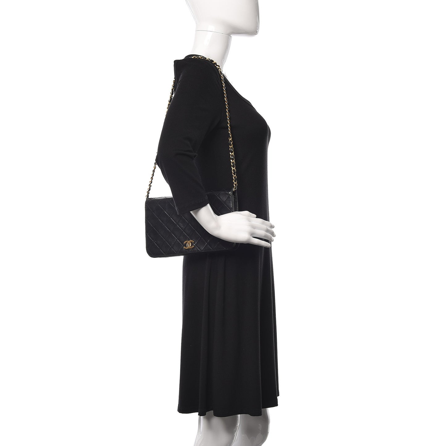 Lambskin Quilted Small Single Flap Bag Black