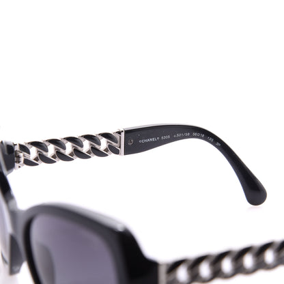 Chanel Acetate Metal Polarized Chain Square Sunglasses 5305 Black 5 of 7