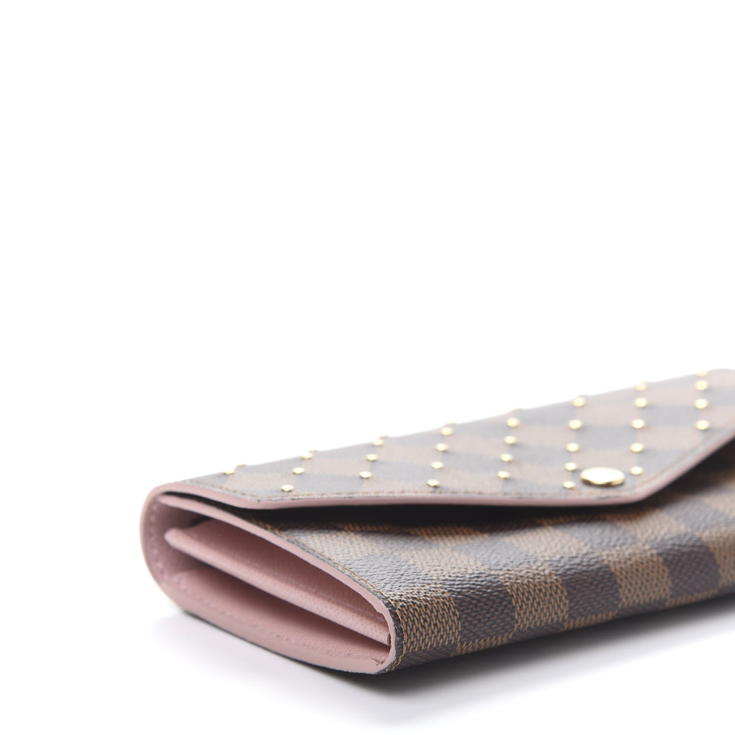 Louis Vuitton Damier Ebene Studded Sarah Wallet NM Rose Ballerine 6 of 10
