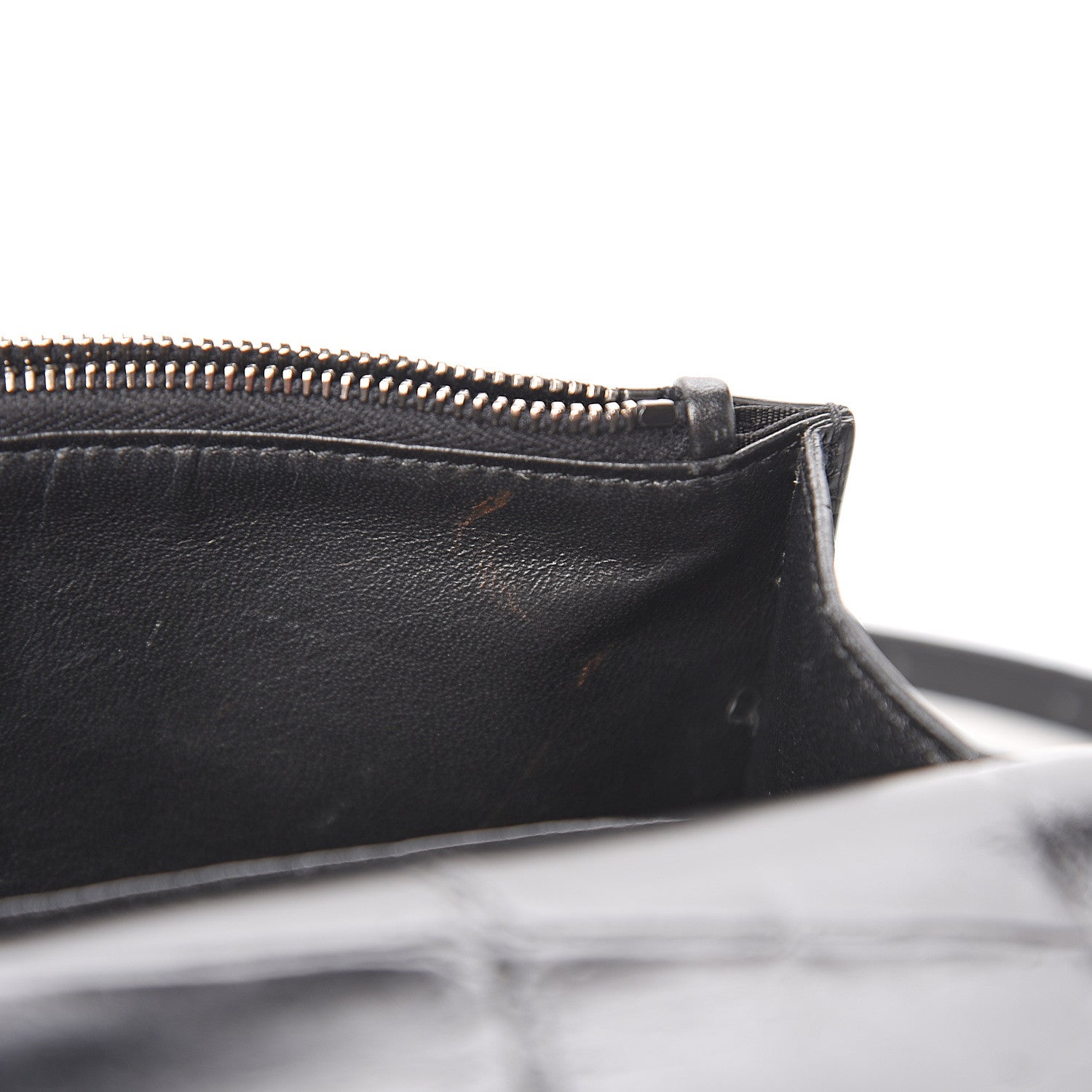 Saint Laurent Calfskin Crocodile Embossed Monogram Kate Belt Bag Black 9 of 12