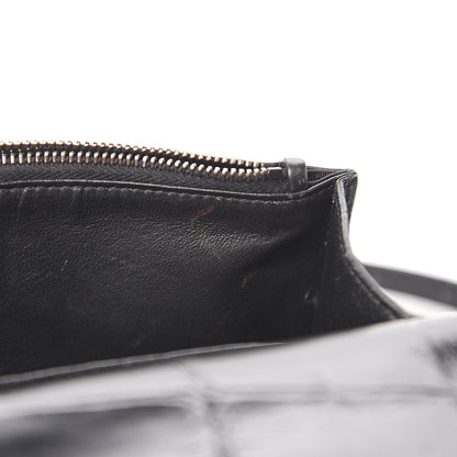 Saint Laurent Calfskin Crocodile Embossed Monogram Kate Belt Bag Black 9 of 12