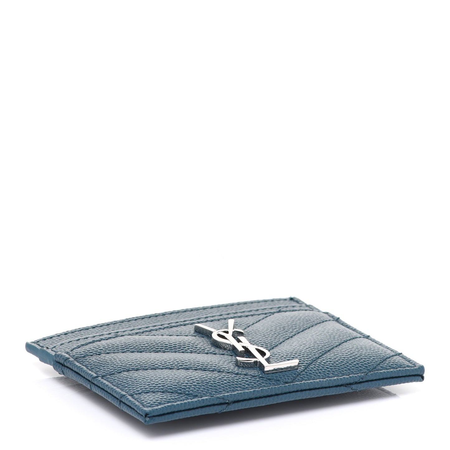 Grain De Poudre Matelasse Chevron Monogram Credit Card Case Peacock Green