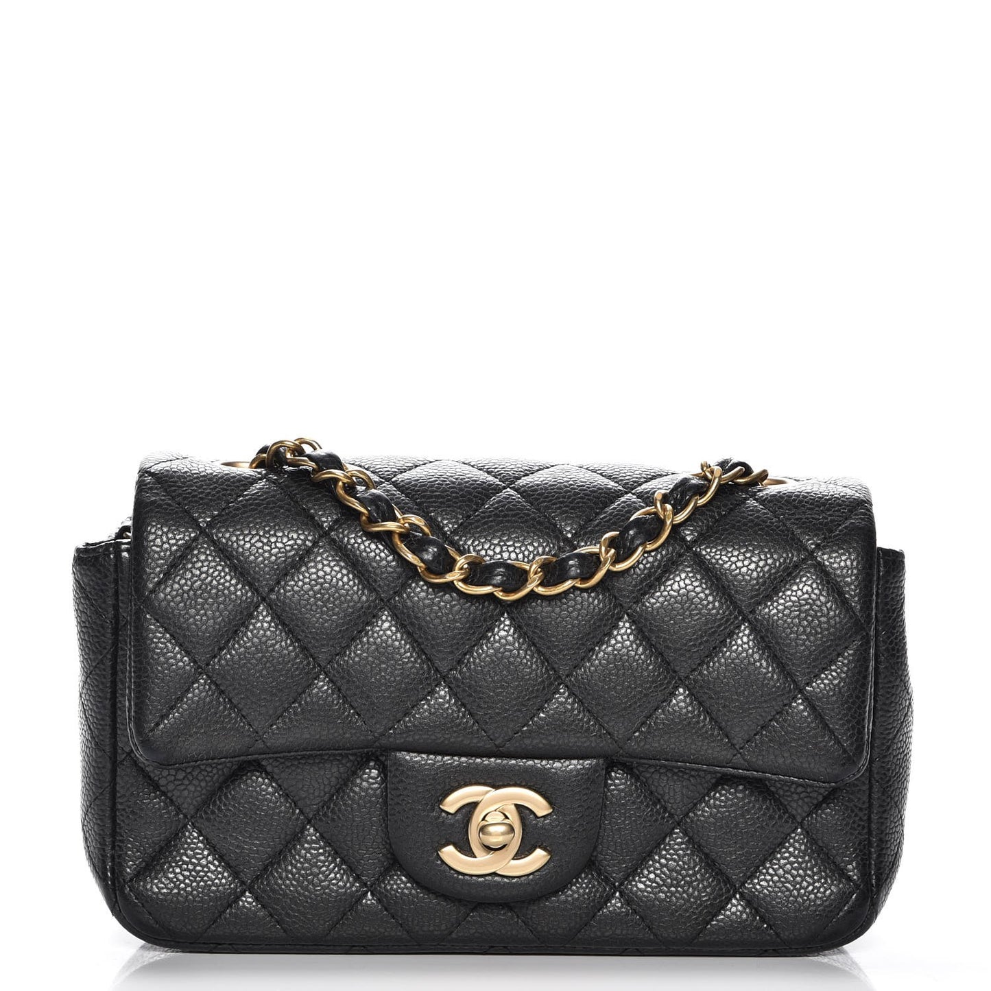 Caviar Quilted Mini Rectangular Flap Dark Charcoal