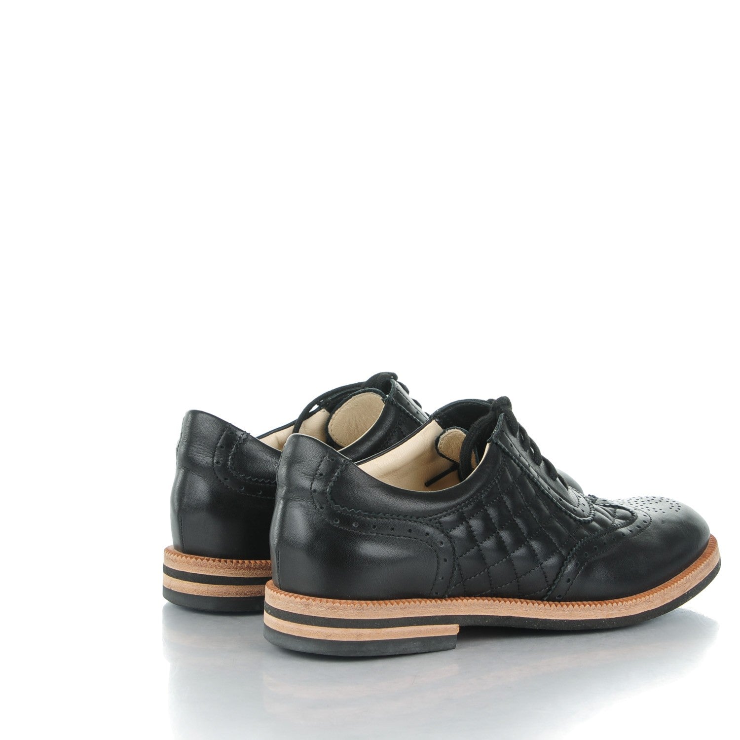 Chanel Lambskin Quilted CC Lace Up Oxfords 37.5 Black 4 of 7