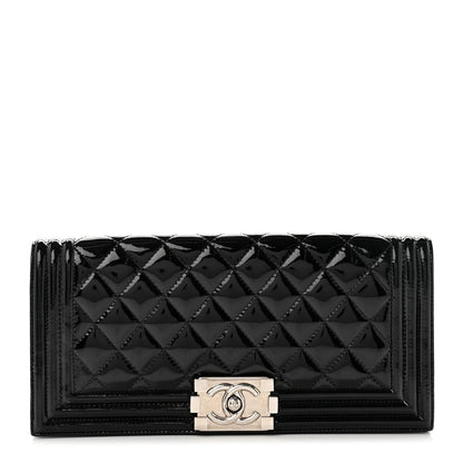 Chanel Patent Quilted Boy Flap Clutch Black 1 of 7