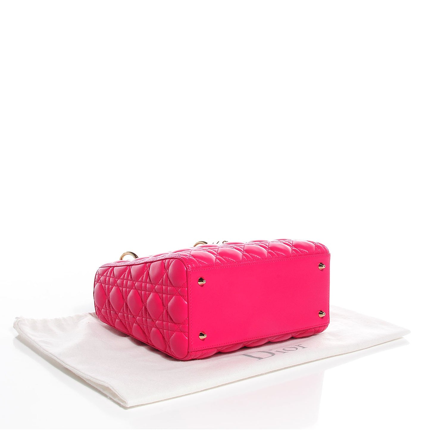 Lambskin Cannage Medium Lady Dior Hot Pink