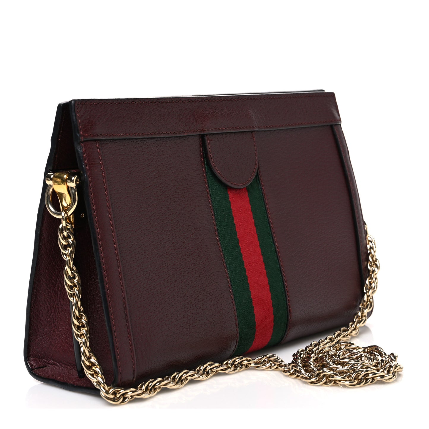 Calfskin GG Web Small Ophidia Chain Shoulder Bag Vintage Bordeaux