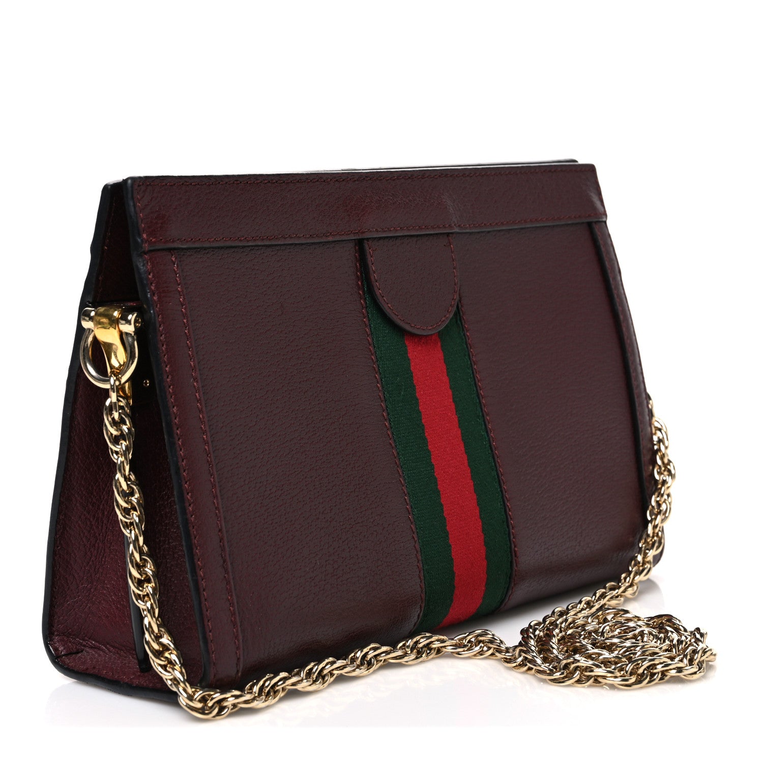 Gucci Calfskin GG Web Small Ophidia Chain Shoulder Bag Vintage Bordeaux 3 of 11