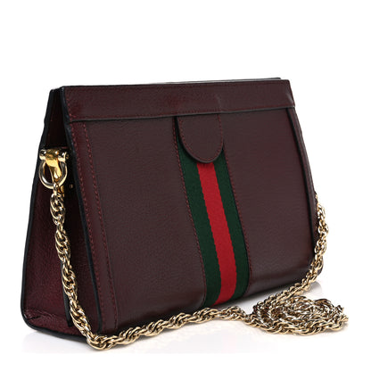 Gucci Calfskin GG Web Small Ophidia Chain Shoulder Bag Vintage Bordeaux 3 of 11