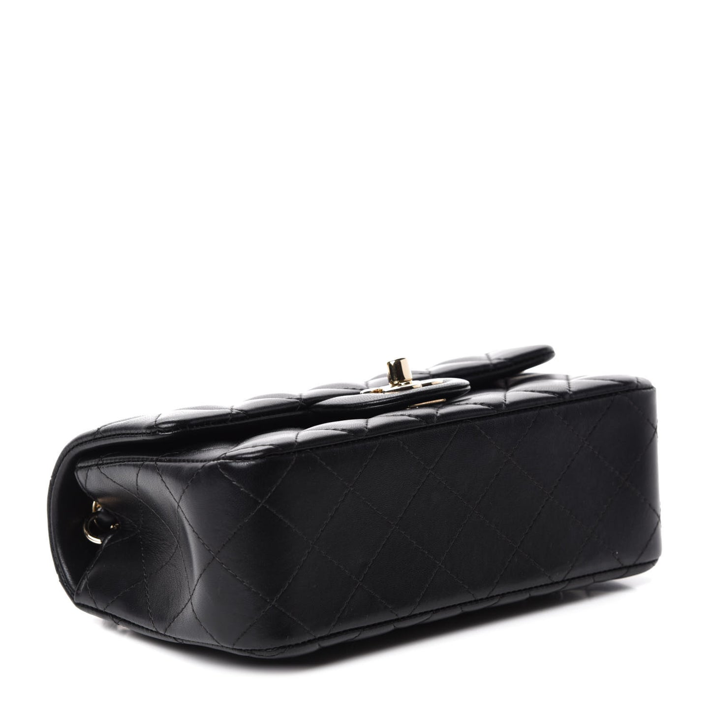 Lambskin Quilted Mini Rectangular Flap Black