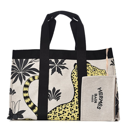 Hermes Cotton Canvas Leopard Beach Bag 1 of 11
