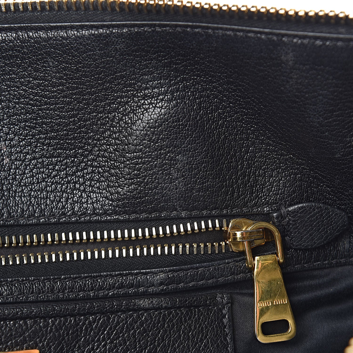 Miu Miu Goatskin Madras Zip Tote Black 11 of 22