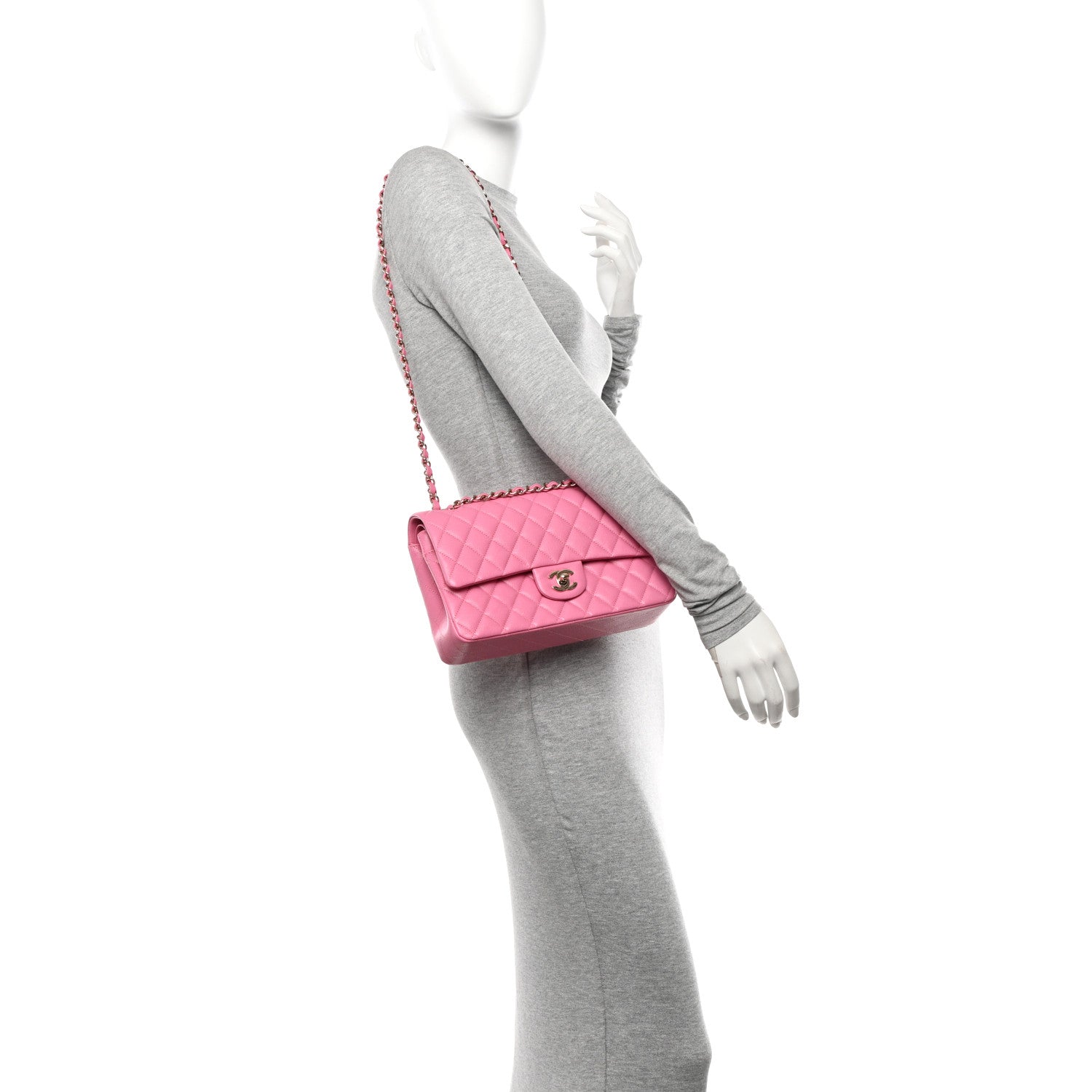Chanel Caviar Quilted Medium Double Flap Pink 2 of 11