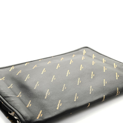 Balenciaga Agneau Allover Logo Pouch Black 5 of 9